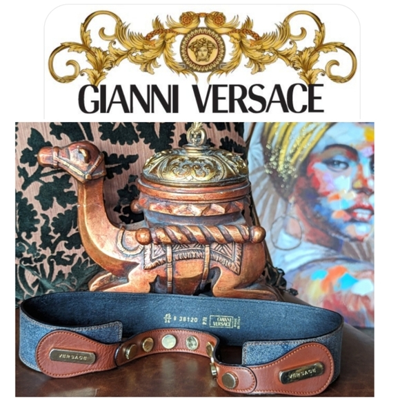 Versace Accessories - 🚨SUPER RARE🚨1980s💯💎VERSACE💎✨💎2PC LEATHER & GOLDPLATE CONVERTIBLE BELT